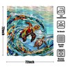 Kanuyee Turtle Shower Curtain Stained Glass Shower Curtain Blue Shower