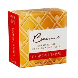 Besame Cosmetics | Crimson Cream Rouge - 1938 | Cream Blush for Cheeks + Lips with Long Wearing Matte Finish | 2-in-1 Lip and Cheek Tint