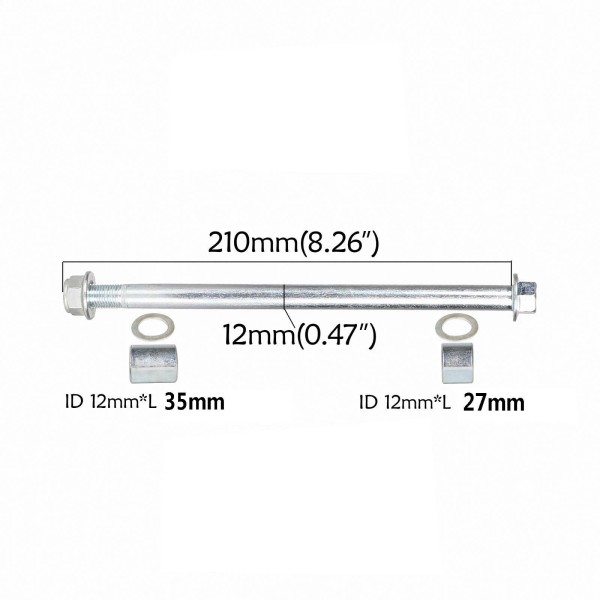 Unbranded Front Wheel Axle Spindle 12mm 210mm for Go Kart