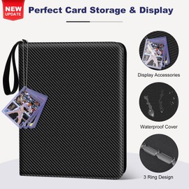 Mlikero 4 Pocket Trading Card Binder with Card Display Design, 440 Double Sided Pockets, Premium Sports Card Binder Compatible with MTG, TCG, Baseball Cards (Black)