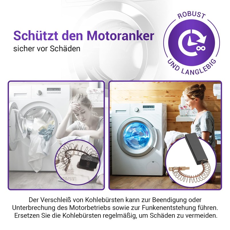 Vioks.pro Carbon Brushes Washing Machine 2 x Replacement for Bosch