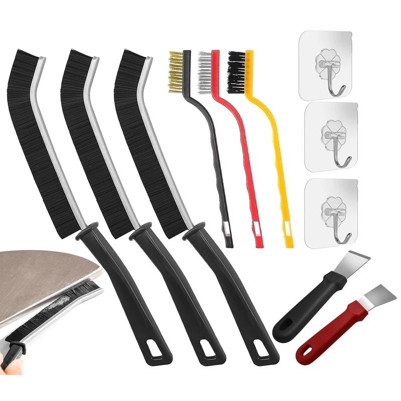 11-Piece Hard Bristle Corner Cleaning Brush Set, Joint Brush for