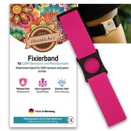 Diasticker® Freestyle Libre 3 – Fixation Strap | Flexible – Waterproof – Strong Hold | Sensor Protection, Fixation for Freestyle Libre Sensor | Holder: Black (Small: 18-25 cm, Pink)