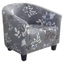 SearchI Club Chair Slipcover Stretch Barrel Chair Covers Printed Tub Chair Slipcovers Soft Spandex Armchair Sofa Cover Removable Couch Furniture Protector Arm Chair Cover for Living Room(Flower 4)