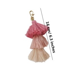 Bohemian Colorful Tassel Bag Charm KeyChain, Cute Handmade Rainbow Pendant Key Chain for Handbag Purse Keyring Fashion Accessories for Women, Multicolor, Medium