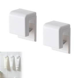 ZHEJIA Toothpaste Clip Toothpaste Tube Holder Toothpaste Tube Holder Face Wash Toothpaste Holder Wall Clip Hanging Set of 2 (White)