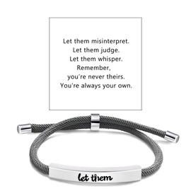 Xeyau Let Them Bracelets Self Worth Motivational Engraving Bracelets To Sorority Sisters Best Friends Inspirational Friendship Bracelets (gray)