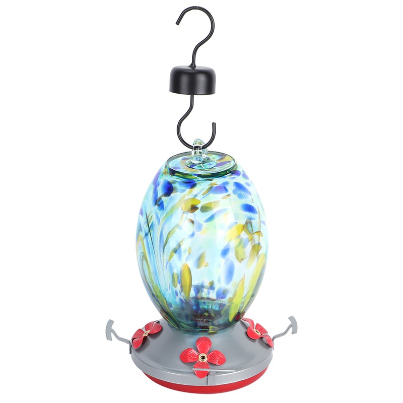 Hummingbirds Water Feeder Colorful Painting Glass Bird Feeding Tool for