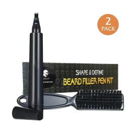 Beard Filler Pen kit 2 Pack Black Beard Pen with Brush Waterproof and Sweat Proo