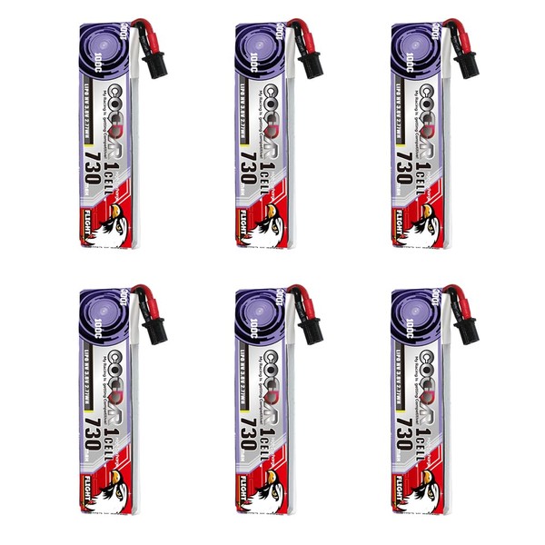 CODDAR 6 Packs 730mAh 1S 3.8V 100C HV LiPo Battery