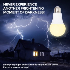 Ciata Rechargeable Light Bulbs - Power Outage Supplies, Battery Operated Light Bulb with Rechargeable Battery Powered - Lasts 3-4 Hours - with a Hook for Camping, Cordless Rechargeable - Pack of 4