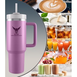STR Hydration Champ Stainless Steel Vacuum Insulated Tumbler with Lid and Straw for Water, Iced Tea or Coffee, Smoothie and More, 40 oz (LIGHT PURPLE, 40oz)