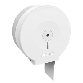 BEZADI Jumbo Toilet Paper Dispenser Wall Mount Waterproof Large Capacity Single Roll for Restrooms with Lock ABS White