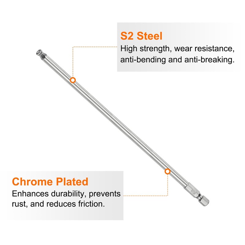 sourcing map 4pcs Ball End Hex Screwdriver Bit Set 3mm-6mm