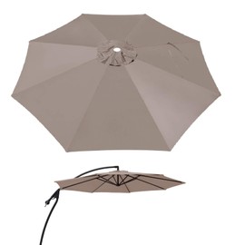 BenefitUSA 9ft-8rib Umbrella Top Cover Canopy Patio Replacement Canopy Outdoor (Canopy Only) (Taupe)