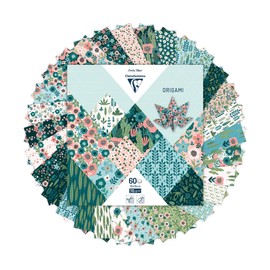 Clairefontaine 95372C - Pack of 60 Sheets Origami, 70 g, 15 x 15 cm, Herbarium, 1 Pack