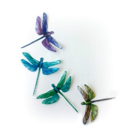 Assorted Rainbow Wafer Paper Dragonflies Size 2.25 Inch for Decorating Wedding Cakes Cupcakes Desserts Pack of 12