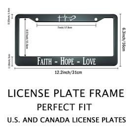 Smooffly Faith Hope Love License Plate Frame Heartbeat License Plate Frame Decorative Car Tag Frames Aluminum Metal License Plate Holder for US Canada Standard 12.2 x 6.3 Inch