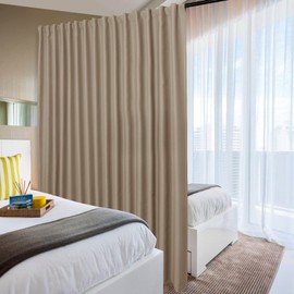 DWCN Room Divider Curtain - Patio Sliding Door Curtains, Extra Wide Blackout Curtains with Back Tab & Rod Pocket for Living Room and Bedroom Partition, 120 x 96 Inches Camel