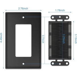 Iwillink (8 Pack) Brush Wall Plate with Low Voltage Mounting Bracket, Cable Pass Through Insert for Wires, Single Gang Cable Access Strap, Wall Socket for HDTV, Home Theater Systems - Black