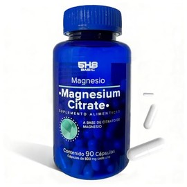 5H8 Basic  Citrato de Magnesio - 90 Cpsulas - 360 mg por porcin - 30 porciones - Excelente absorcin - Suplemento Alimenticio                          