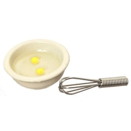 R.b. Foltz & Co. Dollhouse Bowl Cracked Eggs Whisk Miniature 1:12 Kitchen Accessories