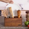 SANOSY Acacia Wood Utensil Holder, Paper Plate Dispenser Organizer for