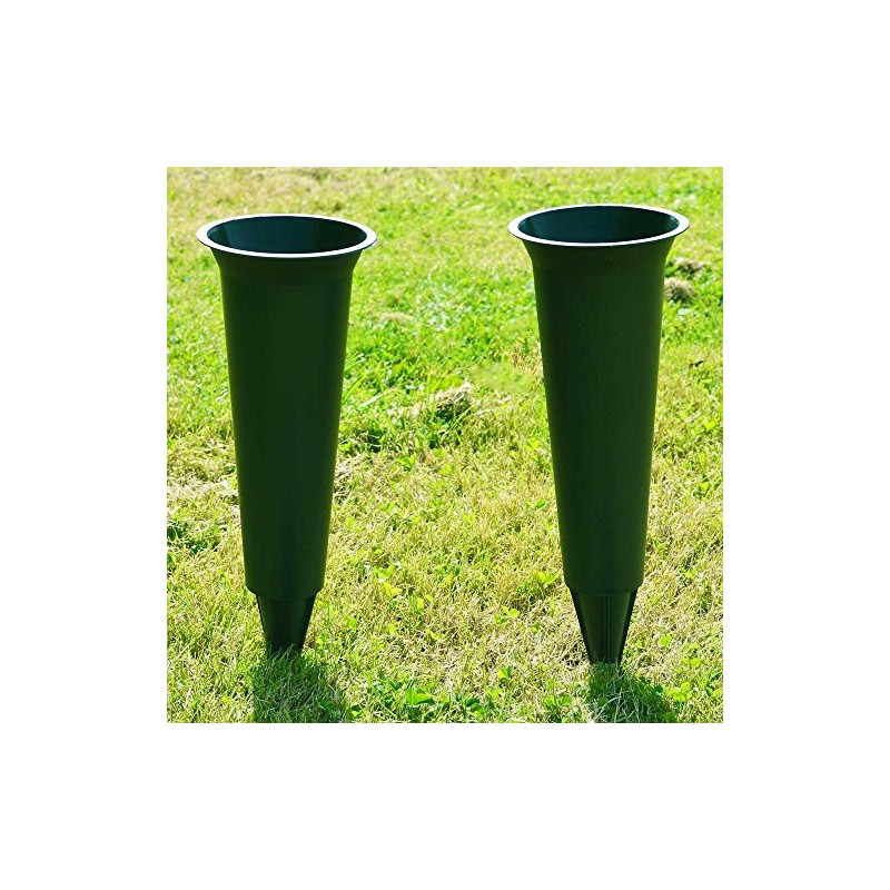 Angraves Set of 2 Green Plain Spiked Memorial Grave Flower