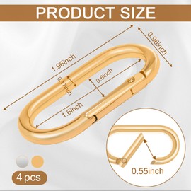 4 Pcs Purse Clip Set, 1.96"x0.96" Oval Ring Keychain Clip, Heavy Duty Key Hook for Purse, High Hardness Zinc Alloy Carabiner Rings for Keys, Backpacks, DIY Crafts, Pet Leashes Stylish Key Holders