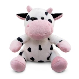 Puzzled DolliBu Plush Cow Stuffed Animal - Soft Fur Huggable Sitting Cow, Adorable Playtime Cow Plush Toy, Cute Farm Life Cuddle Gifts, Soft Fur Plush Doll Animal Toy for Kids and Adults - 6 Inches