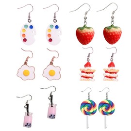 6 Pairs Stainless Steel Earrings Resin Earrings Dangle Earrings Women Girls Jewelry Original Earring Set