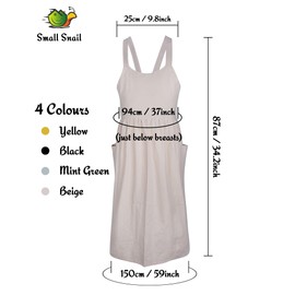 Small snail Women Apron Japanese Style X Shape Cotton Aprons Halter Cross Back Bandage with Big Pockets Solid Color Literature Art Casual Bib for Cooking Chef Cafe Flower Shop Beige