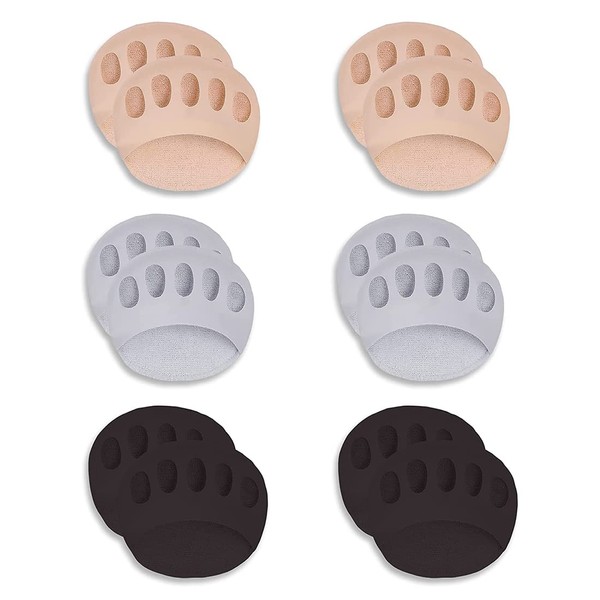 Honeycomb Metatarsal Pads, 6 Pairs of Forefoot Pads, Fabric Forefoot Pads, Soft Ball Pads, Foot Pads, Reusable Forefoot Pad, Women Men Pain Relief Prevention, Ankle Toe Socks, Women's Toe Socks