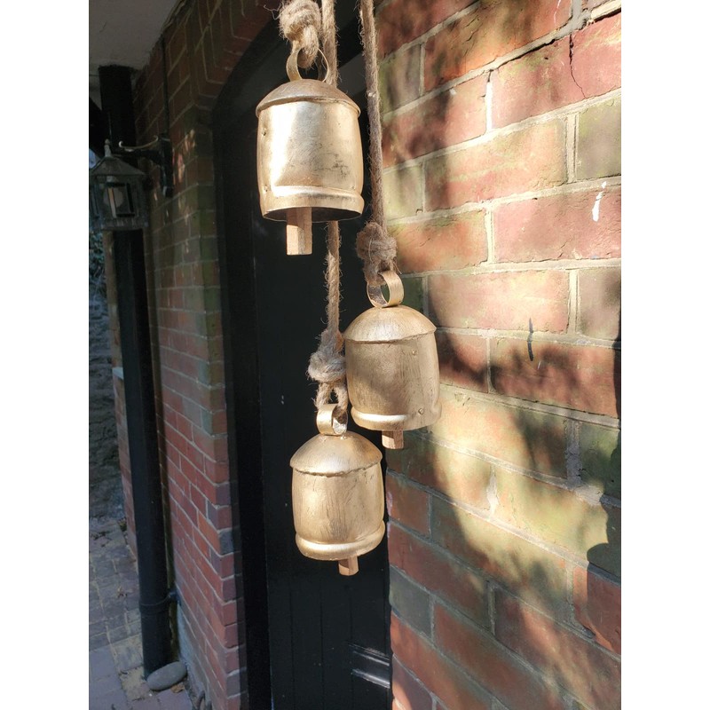 4 Large Rustic Cow Bells on a Rope
