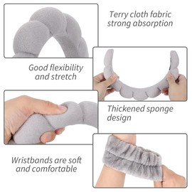 AWOGIPD Sponge Headband Set for Washing Face Makeup Headbands for Women and Girls Skin Care Makeup Removal Washing Spa Yoga Sports Shower Headband Terry Cloth Hairband