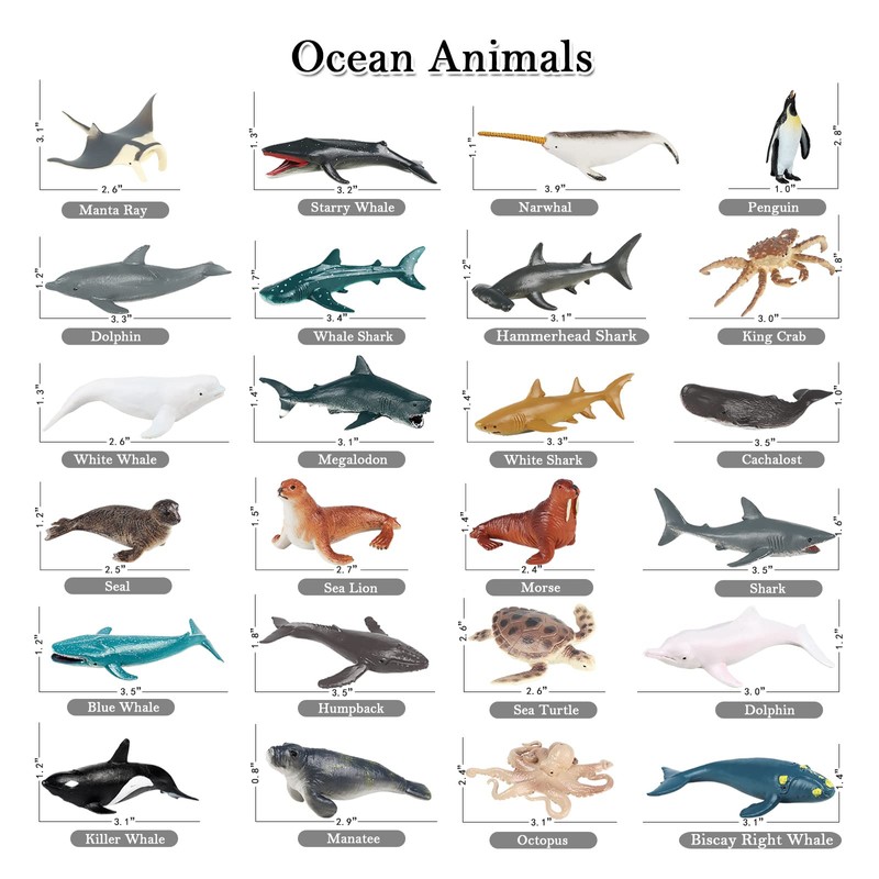 EOIVSH 24PCS Mini Ocean Animal Figurines - Realistic Sea Creatures