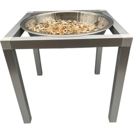 Futterständer Aluminium Papageien Großsittiche incl.Schale 25cm⌀Edelstahl für Volieren