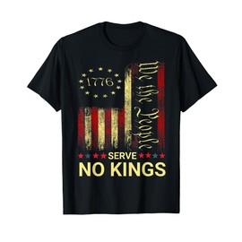 No Kings in America Since 1776 Distressed USA Flag Vintage T-Shirt