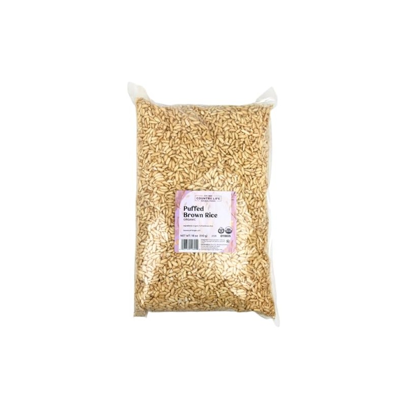 Organic Puffed Brown Rice, Non-GMO, Gluten-Free Whole Grain Snack, Toasted