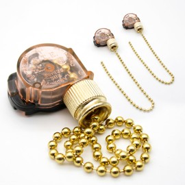 DOJA Barcelona Light Switch with Chain, Pack of 2, 250 V Pull Switch, 26 cm, Ceiling Fan Switch with Cord, Cord Switch, Replacement Lamp, Ceiling Switch, Pull Switch for Fan