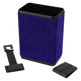 TUCKBOLD Auto Car Trash Can Durable Seat Back Trash Bin Blue 1 Pc 4.3" Length 2.8" Width 5.5" Height Plastic Rhinestone