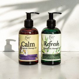 Coconut Oil, Grapeseed Oil, Jojoba Oil, Lavender Oil, Peppermint Oil, eucalyptus oil Nut Free Massage Oil Set of 2 - Coconut, Apricot Kernel, Grapeseed, Jojoba