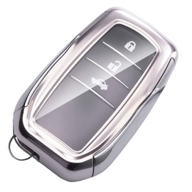 WORCAS Soft TPU Key Fob Cover Case Compatible with Toyota 2019 Land Cruiser,2021 Venza,2021 RAV4 Prime,Fortune,2 3 4 5 6-Button keyless Entry Remote Control Smart Key (Silver)