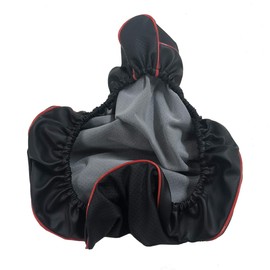 Suzuki Address V100 (CE11A/CE13A) Special Design Seat Cover, Strong Rubber Type, Made in Japan (Thick Fabric) [Fabric Color: Embossed Black, Black Two-tone, Red Piping] Cover Type