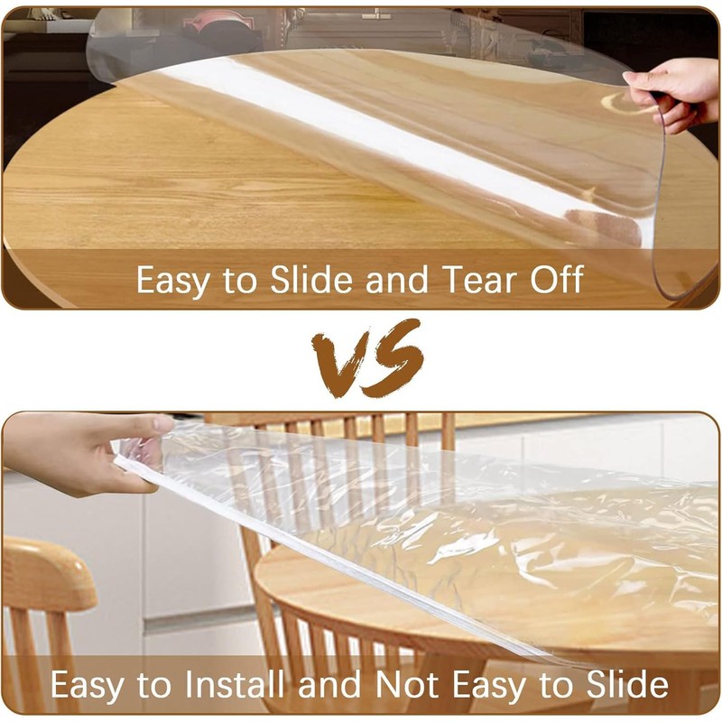 Transparent Round Tablecloth Weatherproof Garden Tablecloth Round with Elastic Band,