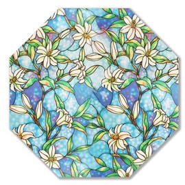 Autotech Park Precut Orchid Octagon Window Film Shade, Self Adhesive Static Cling, 18 inches Diameter