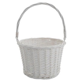 White Easter Basket, Woven Wood, 12" Wide, Great For Easter Decor and Baskets