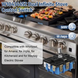 WPW10434452 W10434452 Dual Control Switch Compatible with Whirlpool,Infinite Switch W10434452, WPW10434452 Surface Element, Fit for PS11754687, MDPA-W171-WPM, MDPA-W171-UNM, 2118918