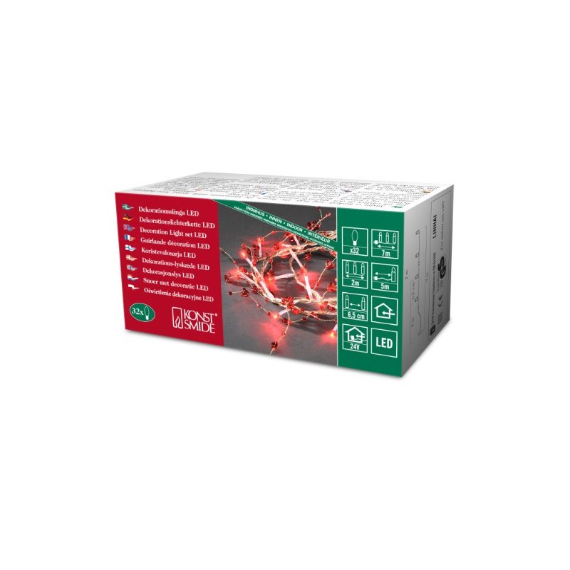 Konstsmide 3174-503 LED Decoration Light Set Red-Transparent Beads/Inside Use (IP20)