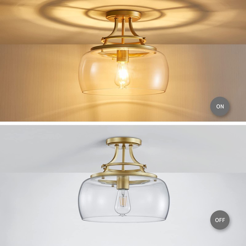 WUZUPS Chandelier Rustic Farmhouse Industrial Round Semi-flushmount Ceiling LED Light